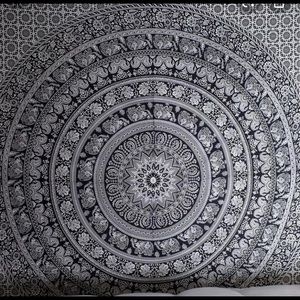 black and white tapestry